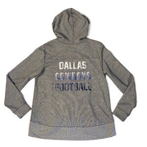 Dallas Cowboys Hoodie Sweatshirt Womens Large NFL Football Pullover 1/4 Zip Gray